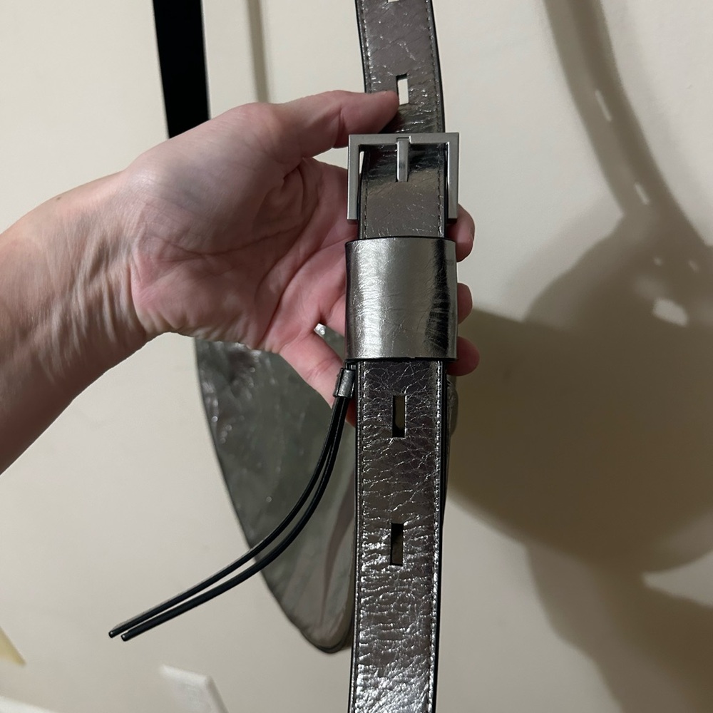 NEW All Saints Half Moon Metallic Leather Crossbody Bag - Picture 7 of 10
